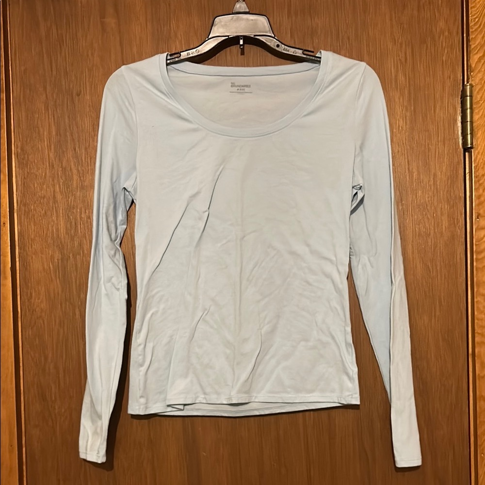 No Boundaries Sky Blue Long Sleeve Blouse